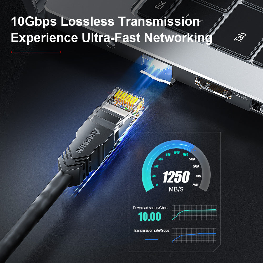 AMPCOM CAT6a 24AWG UTP LSZH Netzwerk Patch Kabel für Datenzentrum Verkabelung oder Überwachungssystem Verkabelung