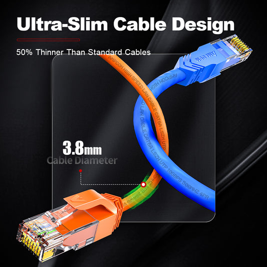 AMPCOM Cat6a 28AWG UTP Patch Cable, Ultra-Slim, LSZH, für die Verkabelung von Rechenzentren mit hoher Dichte