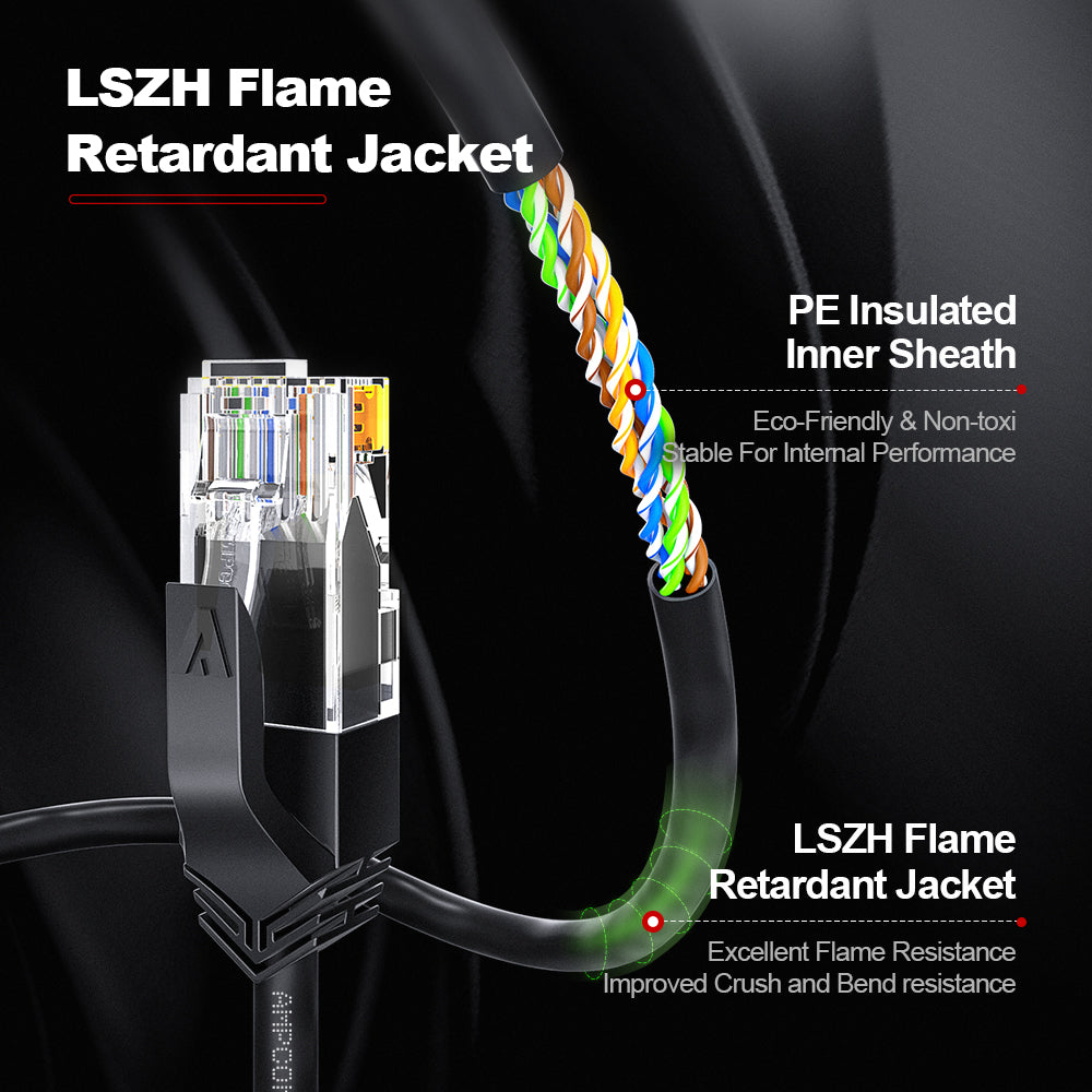 AMPCOM Cat6a 28AWG UTP Patch Cable, Ultra-Slim, LSZH, für die Verkabelung von Rechenzentren mit hoher Dichte