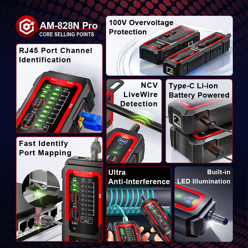AMPCOM AM-818 Störwiderstand Multifunktions Netzwerkkabel Tracker