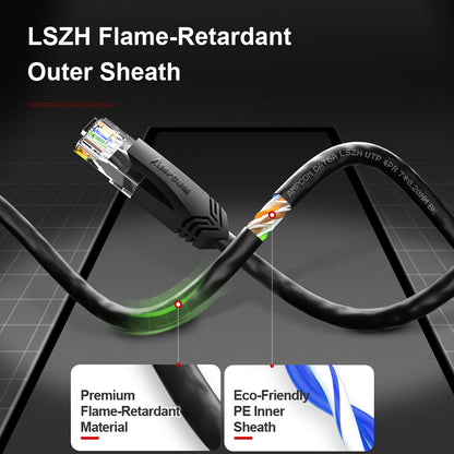 AMPCOM CAT6a 24AWG UTP LSZH Netzwerk Patch Kabel für Datenzentrum Verkabelung oder Überwachungssystem Verkabelung
